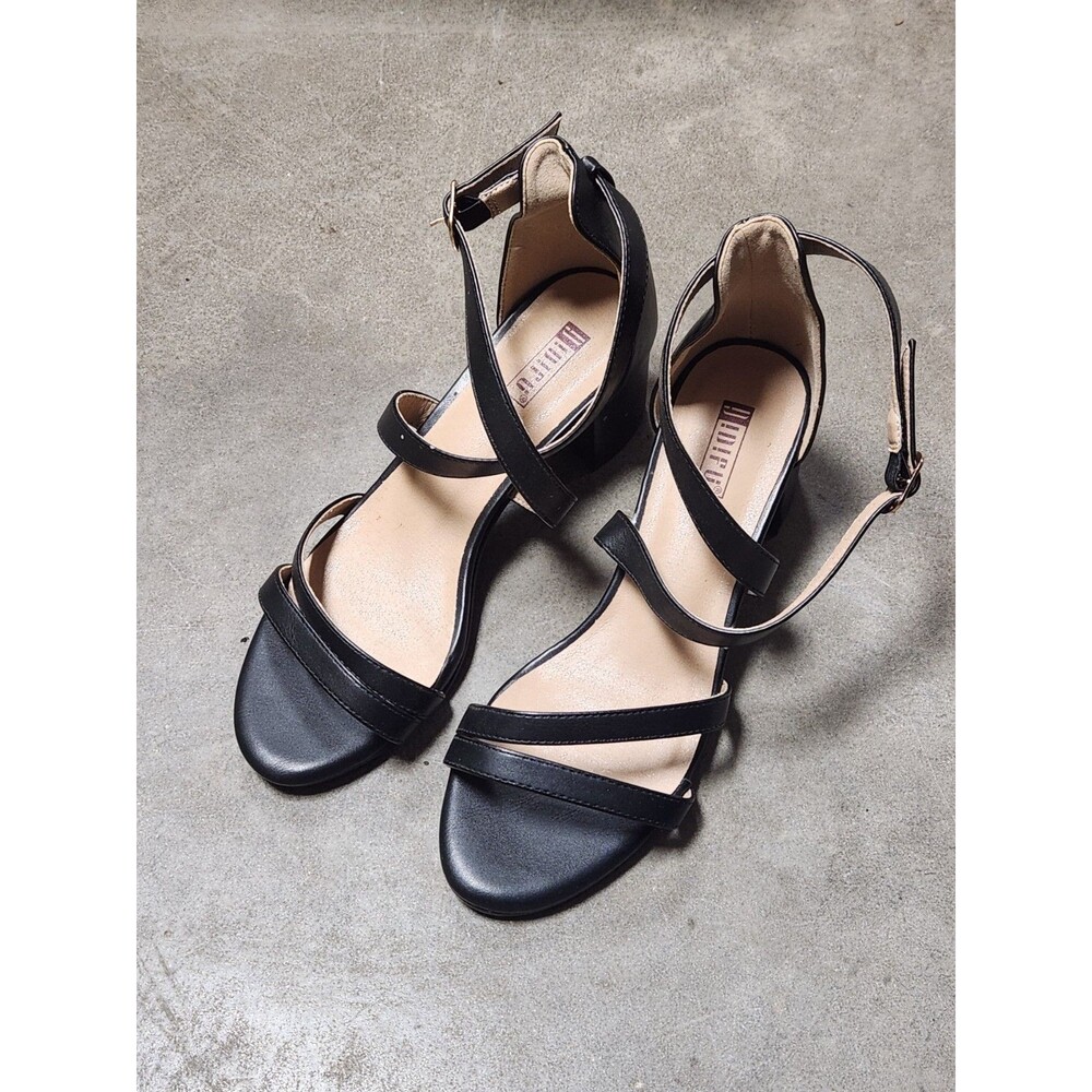 Women's DIDIFU Black Strappy Heels Size 7.5
